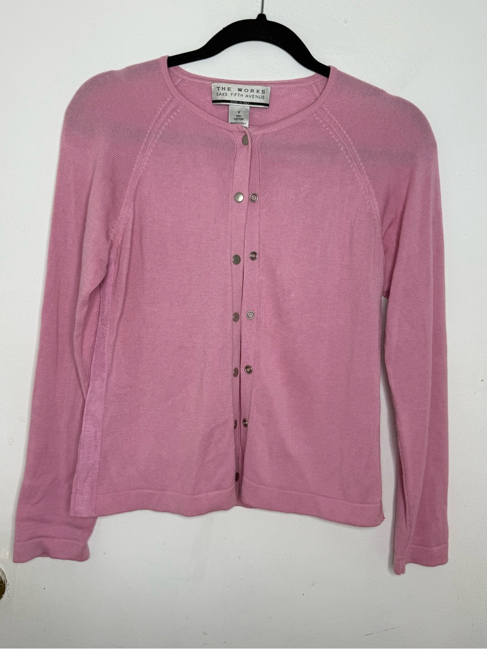 Saks Fifth Avenue Light Pink Button-Front Cardigan